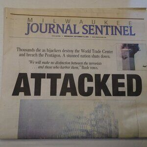 Milwaukee Journal Sentinel - September 12, 2001 - ATTACKED 9/11 Newspaper